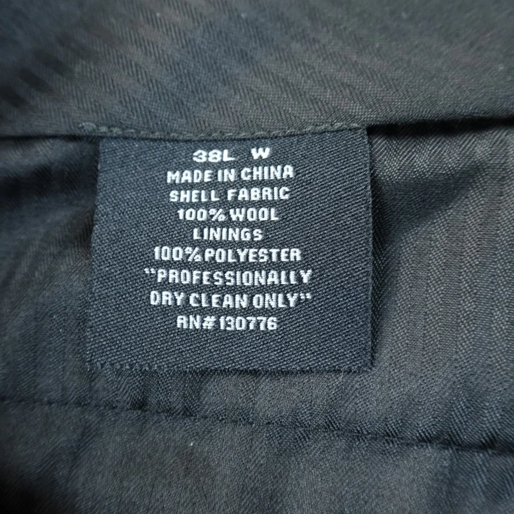 Coogi Pants Mens 38X31 Black Gray Wool Chino Trouser Dress Slacks Flat‎ Front